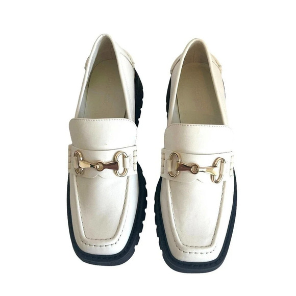 Open Edit Nordstrom Heather Platform Bit Loafer (Women) Ivory leather size 7 New - Picture 3 of 14